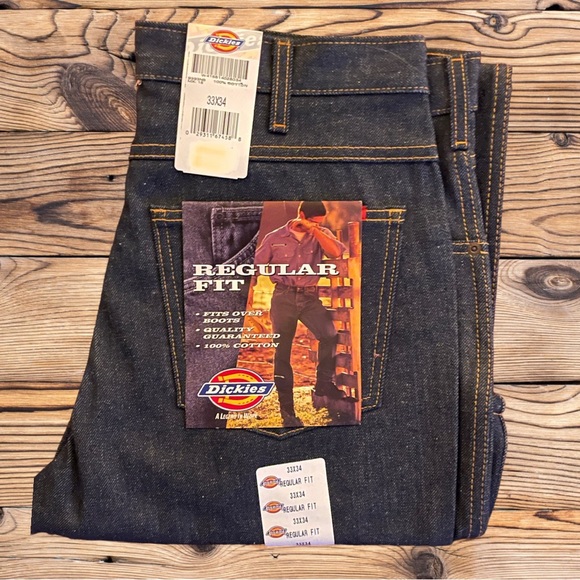 Mens Dickies Jeans 33x34 Regular Straight Fit Denim NWT Fits Over Boots - Picture 6 of 13